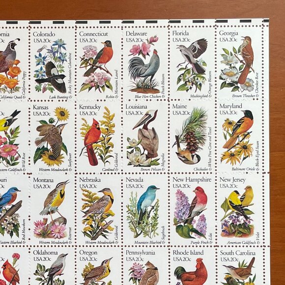 1981 U.S.A. 20c 50-States Flower/Bird Stamps Sheet & Folder - Perfect - Picture 5 of 7